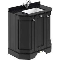 Bayswater Victrion Matt Black Angled Traditional Freestanding Vanity Unit & Black Marble Top Basin - 750mm