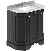 Bayswater Victrion Matt Black Angled Traditional Freestanding Vanity Unit & Grey Marble Top Basin - 750mm