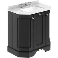 Bayswater Victrion Matt Black Angled Traditional Freestanding Vanity Unit & White Marble Top Basin - 750mm