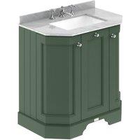 Bayswater Victrion Hunter Green Angled Traditional Freestanding Vanity Unit & Grey Marble Top Basin - 750mm