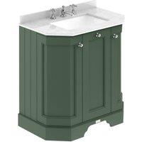 Bayswater Victrion Hunter Green Angled Traditional Freestanding Vanity Unit & White Marble Top Basin - 750mm