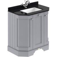 Bayswater Victrion Plummett Grey Angled Traditional Freestanding Vanity Unit & Black Marble Top Basin - 750mm