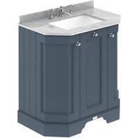 Bayswater Victrion Stiffkey Blue Angled Traditional Freestanding Vanity Unit & Grey Marble Top Basin - 750mm