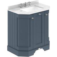 Bayswater Victrion Stiffkey Blue Angled Traditional Freestanding Vanity Unit & White Marble Top Basin - 750mm