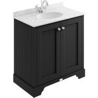 Bayswater Victrion Matt Black Traditional Freestanding Vanity Unit & Grey Marble Top Basin - 800mm