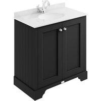 Bayswater Victrion Matt Black Traditional Freestanding Vanity Unit & White Marble Top Basin - 800mm