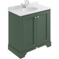 Bayswater Victrion Hunter Green Traditional Freestanding Vanity Unit & Grey Marble Top Basin - 800mm
