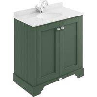 Bayswater Victrion Hunter Green Traditional Freestanding Vanity Unit & White Marble Top Basin - 800mm