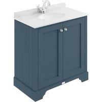 Bayswater Victrion Stiffkey Blue Traditional Freestanding Vanity Unit & White Marble Top Basin - 800mm