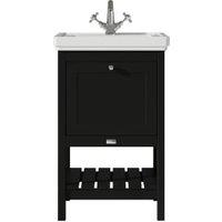 Bayswater Hartleigh Matt Black Traditional Freestanding Vanity Unit & 1 Tap Hole White Recessed Basin - 500mm