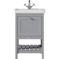 Bayswater Hartleigh Plummett Grey Traditional Freestanding Vanity Unit & 1 Tap Hole White Recessed Basin - 500mm