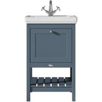 Bayswater Hartleigh Stiffkey Blue Traditional Freestanding Vanity Unit & 1 Tap Hole White Recessed Basin - 500mm