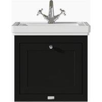 Bayswater Hartleigh Matt Black Traditional Wall HUng Vanity Unit & 1 Tap Hole White Recessed Basin - 500mm