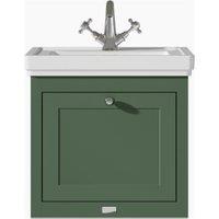 Bayswater Hartleigh Hunter Green Traditional Wall Hung Vanity Unit & 1 Tap Hole White Recessed Basin - 500mm