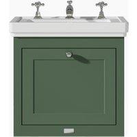Bayswater Hartleigh Hunter Green Traditional Wall HUng Vanity Unit & 3 Tap Hole White Recessed Basin - 500mm