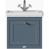 Bayswater Hartleigh Stiffkey Blue Traditional Wall HUng Vanity Unit & 1 Tap Hole White Recessed Basin - 500mm