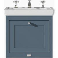 Bayswater Hartleigh Stiffkey Blue Traditional Wall HUng Vanity Unit & 3 Tap Hole White Recessed Basin - 500mm
