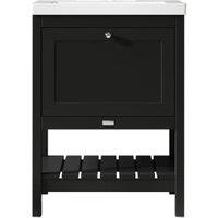 Bayswater Hartleigh Matt Black Traditional Freestanding Vanity Unit & 1 Tap Hole Modern Recessed Basin - 600mm
