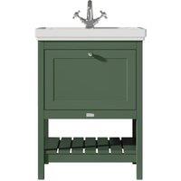 Bayswater Hartleigh Hunter Green Traditional Freestanding Vanity Unit & 1 Tap Hole Traditional Recessed Basin - 600mm
