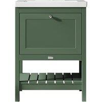 Bayswater Hartleigh Hunter Green Traditional Freestanding Vanity Unit & 1 Tap Hole Modern Recessed Basin - 600mm