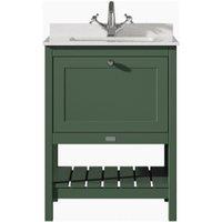 Bayswater Hartleigh Hunter Green Traditional Freestanding Vanity Unit & 1 Tap Hole White Marble Top Basin - 600mm