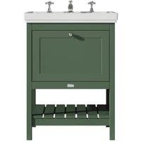 Bayswater Hartleigh Hunter Green Traditional Freestanding Vanity Unit & 3 Tap Hole Traditional Recessed Basin - 600mm