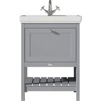 Bayswater Hartleigh Plummett Grey Traditional Freestanding Vanity Unit & 1 Tap Hole Traditional Recessed Basin - 600mm