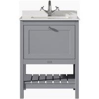 Bayswater Hartleigh Plummett Grey Traditional Freestanding Vanity Unit & 1 Tap Hole White Marble Top Basin - 600mm