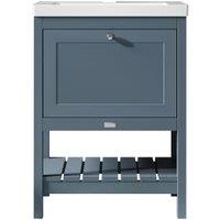 Bayswater Hartleigh Stiffkey Blue Traditional Freestanding Vanity Unit & 1 Tap Hole Modern Recessed Basin - 600mm