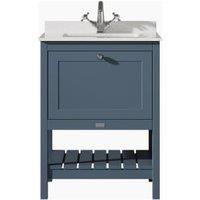 Bayswater Hartleigh Stiffkey Blue Traditional Freestanding Vanity Unit & 1 Tap Hole White Marble Top Basin - 600mm