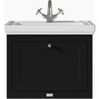 Bayswater Hartleigh Matt Black Traditional Wall Hung Vanity Unit & 1 Tap Hole Traditional Recessed Basin - 600mm
