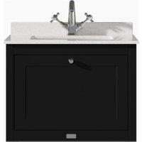 Bayswater Hartleigh Matt Black Traditional Wall Hung Vanity Unit & 1 Tap Hole White Marble Top Basin - 600mm
