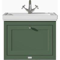 Bayswater Hartleigh Hunter Green Traditional Wall Hung Vanity Unit & 1 Tap Hole Traditional Recessed Basin - 600mm