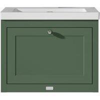Bayswater Hartleigh Hunter Green Traditional Wall Hung Vanity Unit & 1 Tap Hole Modern Recessed Basin - 600mm