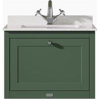 Bayswater Hartleigh Hunter Green Traditional Wall Hung Vanity Unit & 1 Tap Hole White Marble Top Basin - 600mm