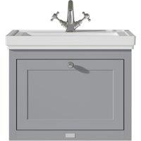 Bayswater Hartleigh Plummett Grey Traditional Wall Hung Vanity Unit & 1 Tap Hole Traditional Recessed Basin - 600mm