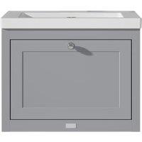 Bayswater Hartleigh Plummett Grey Traditional Wall Hung Vanity Unit & 1 Tap Hole Modern Recessed Basin - 600mm
