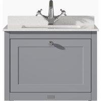 Bayswater Hartleigh Plummett Grey Traditional Wall Hung Vanity Unit & 1 Tap Hole White Marble Top Basin - 600mm