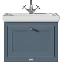 Bayswater Hartleigh Stiffkey Blue Traditional Wall Hung Vanity Unit & 1 Tap Hole Traditional Recessed Basin - 600mm