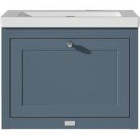 Bayswater Hartleigh Stiffkey Blue Traditional Wall Hung Vanity Unit & 1 Tap Hole Modern Recessed Basin - 600mm