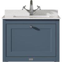 Bayswater Hartleigh Stiffkey Blue Traditional Wall Hung Vanity Unit & 1 Tap Hole White Marble Top Basin - 600mm