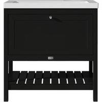 Bayswater Hartleigh Matt Black Traditional Freestanding Vanity Unit & 1 Tap Hole Modern Recessed Basin - 800mm