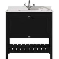 Bayswater Hartleigh Matt Black Traditional Freestanding Vanity Unit & 1 Tap Hole White Marble Top Basin - 800mm