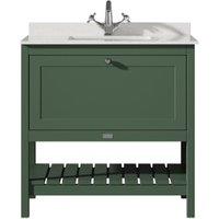 Bayswater Hartleigh Hunter Green Traditional Freestanding Vanity Unit & 1 Tap Hole White Marble Top Basin - 800mm