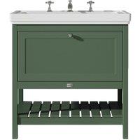 Bayswater Hartleigh Hunter Green Traditional Freestanding Vanity Unit & 3 Tap Hole Traditional Recessed Basin - 800mm