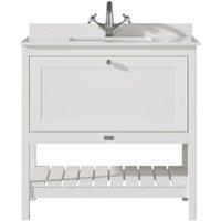 Bayswater Hartleigh Pointing White Traditional Freestanding Vanity Unit & 1 Tap Hole White Marble Top Basin - 800mm