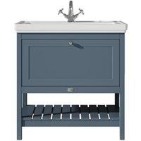 Bayswater Hartleigh Stiffkey Blue Traditional Freestanding Vanity Unit & 1 Tap Hole Traditional Recessed Basin - 800mm