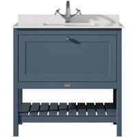 Bayswater Hartleigh Stiffkey Blue Traditional Freestanding Vanity Unit & 1 Tap Hole White Marble Top Basin - 800mm