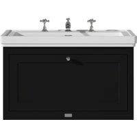 Bayswater Hartleigh Matt Black Traditional Wall Hung Vanity Unit & 3 Tap Hole Traditional Recessed Basin - 800mm
