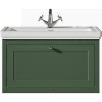Bayswater Hartleigh Hunter Green Traditional Wall Hung Vanity Unit & 1 Tap Hole Traditional Recessed Basin - 800mm